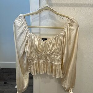 Lulu's Cream Satin Blouse